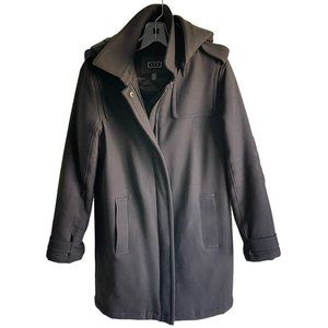 AYR All Year Round Size XS Black Hooded Wool Blend Duffle Coat